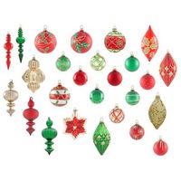 conjunto de 70 bolas de navidad decorativas de vidrio para colgar en el arbol de navidad estilo glam tradicional rojoverde twinkle