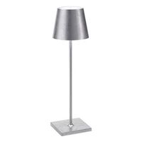 lampara de mesa led zafferano poldina pro silver leaf recargable y regulable con duracion de bateria de hasta 12 horas