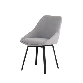 Silla de comedor acolchada gris claro con patas negras