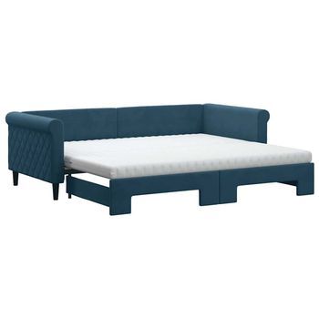 Sofá Cama Nido Con Colchón Terciopelo Azul 90x200 Cm Vidaxl