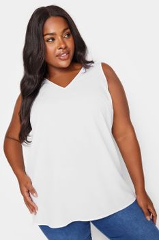Yours Top Blanco De Pico Sin Mangas, Mujer Curvy Y Tallas Grandes, Yours
