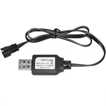 Cable de carga USB de 7.4V 800mAh con enchufe positivo SM-3P para batería de juguete LiPo Li-ion RC