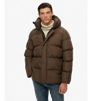 Superdry para hombre. M5012285A Abrigo Five marrón (XXL), Casual, Poliéster Reciclado, Sostenible