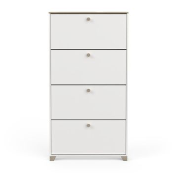 Mueble zapatero de 4 puertas decor en roble y blanco - l80,8 cm
