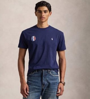 Polo Ralph Lauren para hombre. 710944674001 Camiseta Classic Fit Francia azul (M), Casual, Algodón, Manga corta