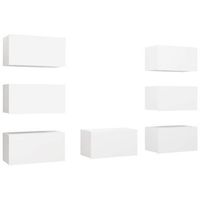 muebles de salon 7 uds madera ingenieria blanco 305x30x60 cm vidaxl