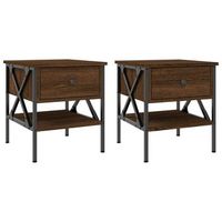 mesitas noche 2 uds madera ingenieria marron roble 40x42x45 cm vidaxl
