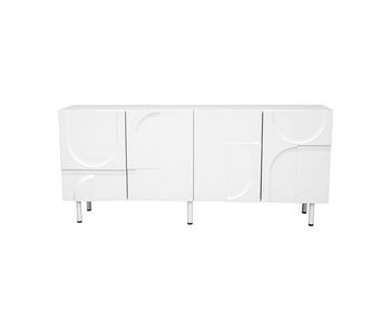 Aparador comedor 160x40x93 cm - diseño geométrico, almacenamiento múltiple, moderno - blanco