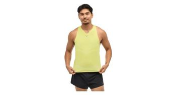 Camiseta de tirantes hoka race day amarilla hombre