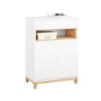sobuy fsb97-wn aparador multifuncional con 1 cajon 1 compartimento y 2 puertas l60xp34xh85 cm