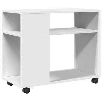 Mesa Auxiliar，mesa De Centro，mesita De Centro Con Ruedas Madera Ingeniería Blanco 70x35x60 Cm