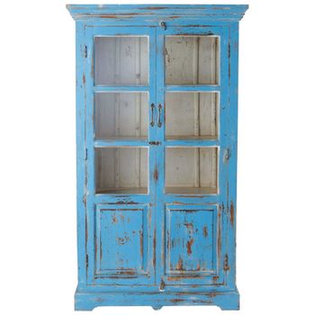 Vitrina de mango azul turquesa con acabado patinado