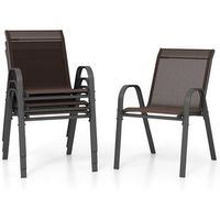 juego de 4 sillas jardin exterior apilables carga 150 kg marron costway 56 x 70 x 84 cm