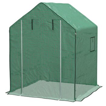 Outsunny Cubierta de Repuesto de Invernadero 140x143x190 cm con Ventana Puerta con Cremallera Anti-UV Protección de Plantas Verde   Aosom España