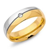 anillo de acero inoxidable chapado en oro 6mm con circonita