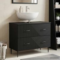 vidaxl mueble de lavabo para bano haarlem negro 82 x 41 x 585 cm
