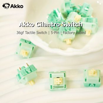 Interruptores Táctiles Akko Switch Cilantro de 5 Pines, 36gf, Sonido Profundo, Lubricados de Fábrica (45 Piezas)
