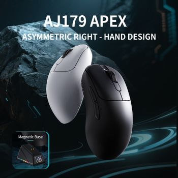 Ratón para juegos AJAZZ AJ179 APEX con base de pantalla a color, carga magnética, alta frecuencia de 8000 Hz/, trimododo (PAW3950) para mano derecha
