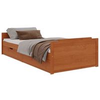 cama individual  cama para adultos  estructura cama cajones madera maciza de pino marron 90x200 cm