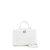 bolso baul con trenzado cream