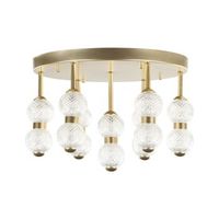 lampara de techo luces led integradas metal redondo hierro vidrio pantalla sala de estar moderno estilo glamoroso oro yowaka