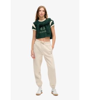 Superdry para mujer. W7011098A Pantalón Jogger de bajos elásticos con logotipo Essential (L), Beige, Casual, Algodón