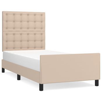 Estructura Cama Sin Colchón Cuero Sintético Capuchino 90x200 Cm Vidaxl