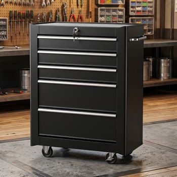 Carro De Herramientas Taller De Acero Homcom 61,5x33x82,5 Cm - Negro
