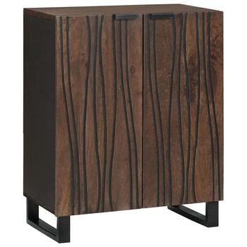 Aparador Nogal 60 X 33,5 X 75 Cm Madera De Mango Maciza Vidaxl