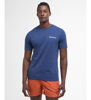 Barbour para hombre. MTS1395 Camiseta Camber azul (XXL), Casual, Algodón, Manga corta