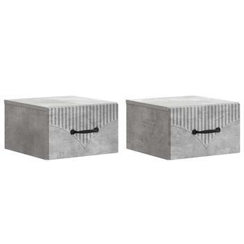 Mesita De Noche De Pared 2 Pcs Gris Hormigón 34,5 X 33 X 20 Cm Vidaxl
