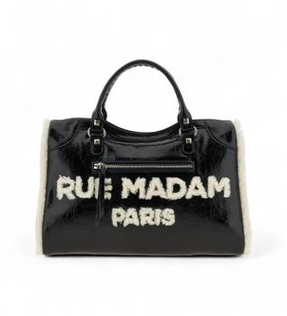 RUE MADAM PARIS para mujer. 1494 Bolso Shine Tote negro (OSFA), Casual, Poliuretano