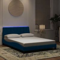cama matrimonial  cama para adultos  estructura de cama con luces led terciopelo azul 140x190 cm cfw37309