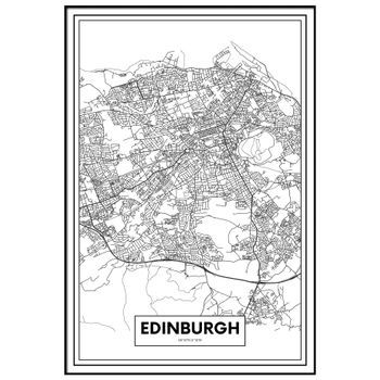 Panorama Cuadro Enmarcado  Mapa Ciudad Edimburgo 50x70 Cm