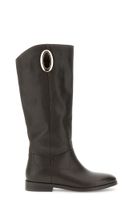 botas de piel con accesorio dorado dark brown 36