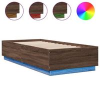 cama para adulto  cama individual  estructura de cama con luces led madera roble marron 90x200 cm