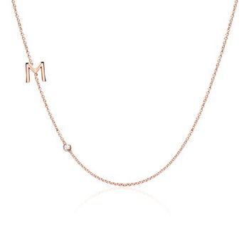 14 quilates letra de cadena de oro rosa con diamante