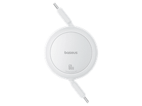 cable usb-c - baseus free2pull retractil tipo c a c de 100 cm universal 60w blanco luna