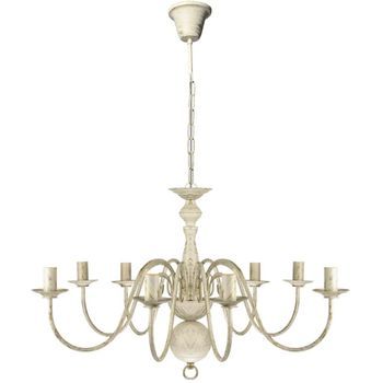 Lámpara De Araña Antique Metal Blanco 8 Bombillas E14 Vidaxl