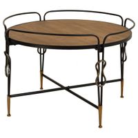 mesa de centro de madera y metal negra 78x78x53