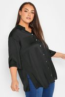 yours camisa satinada negra  mujer curvy y tallas grandes yours