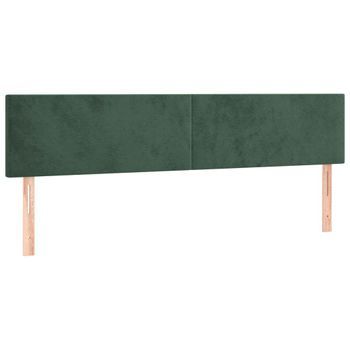 Cabecero Cama Mueble De Dormitorio Con Led De Terciopelo 160 X 5 X 78/88 Cm Verde Oscuro M02_0001586