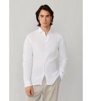 hackett london para hombre hm3010636 camisa de lino tenida fit tailored blanco m casual manga larga