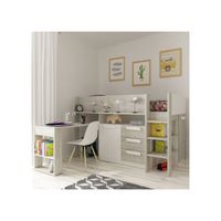 trasman girona mid sleeper cabin bed with desk and drawers - blue