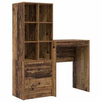 escritorio con cajon con estante 2 pcs madera vieja vidaxl