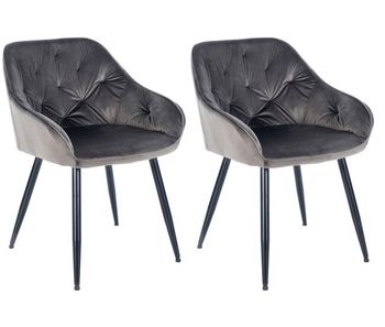 Set de 2 sillas para salón cassis en terciopelo gris oscuro 58x56x81 cm