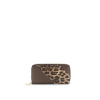 cartera grande con cremallera perimetral efecto napa con inserto y logo leopard