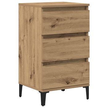 Mesita De Noche | Armario De Noche | Mesa De Noche Con Cajón Roble Artesanal 45 X 35 X 44 Cm
