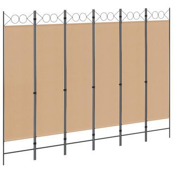 Divisor De Habitación De 6 Paneles Beige 240 X 180 Cm Tela Vidaxl
