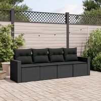 conjunto de sofas jardin 4 uds  mueble jardin mesa y sillas con cojines ratan sintetico negro cfw125943